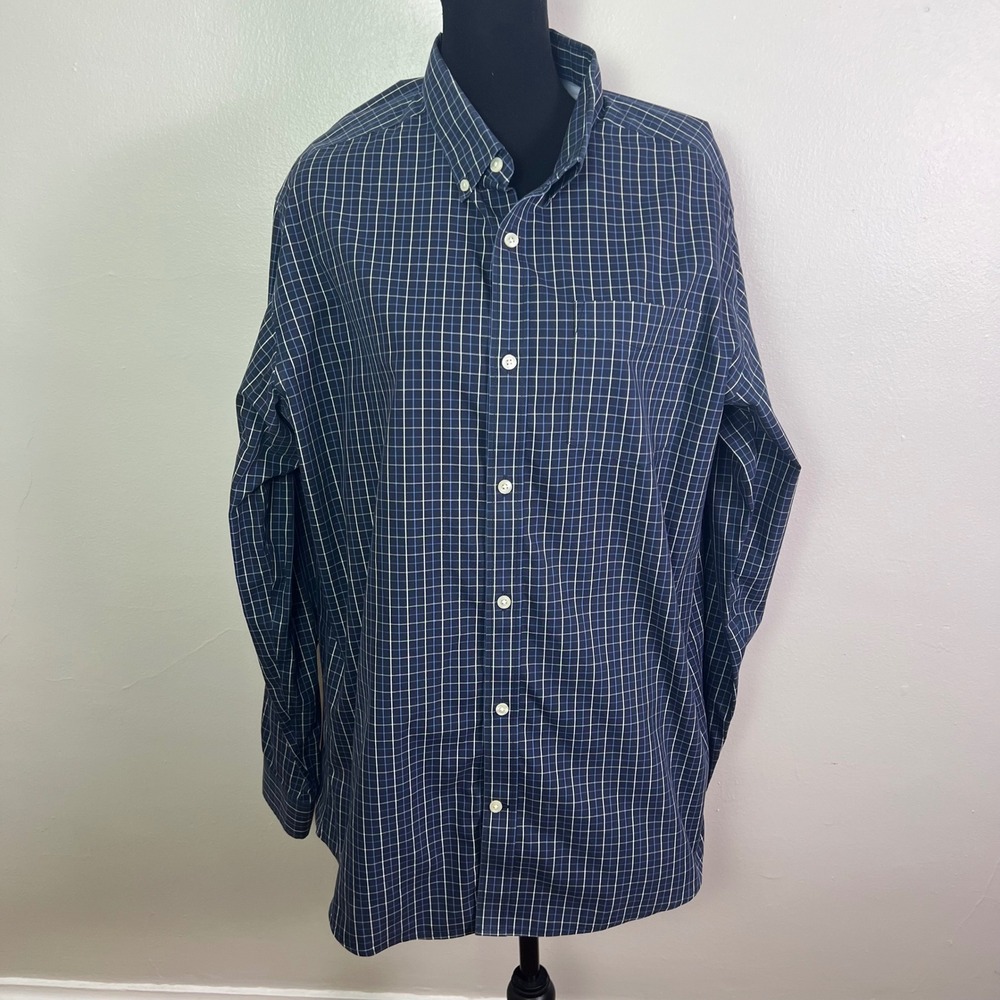 Eddie Bauer Mens Plaid Wrinkle Free Slim Fit Long Sleeve Button Down, Size XL